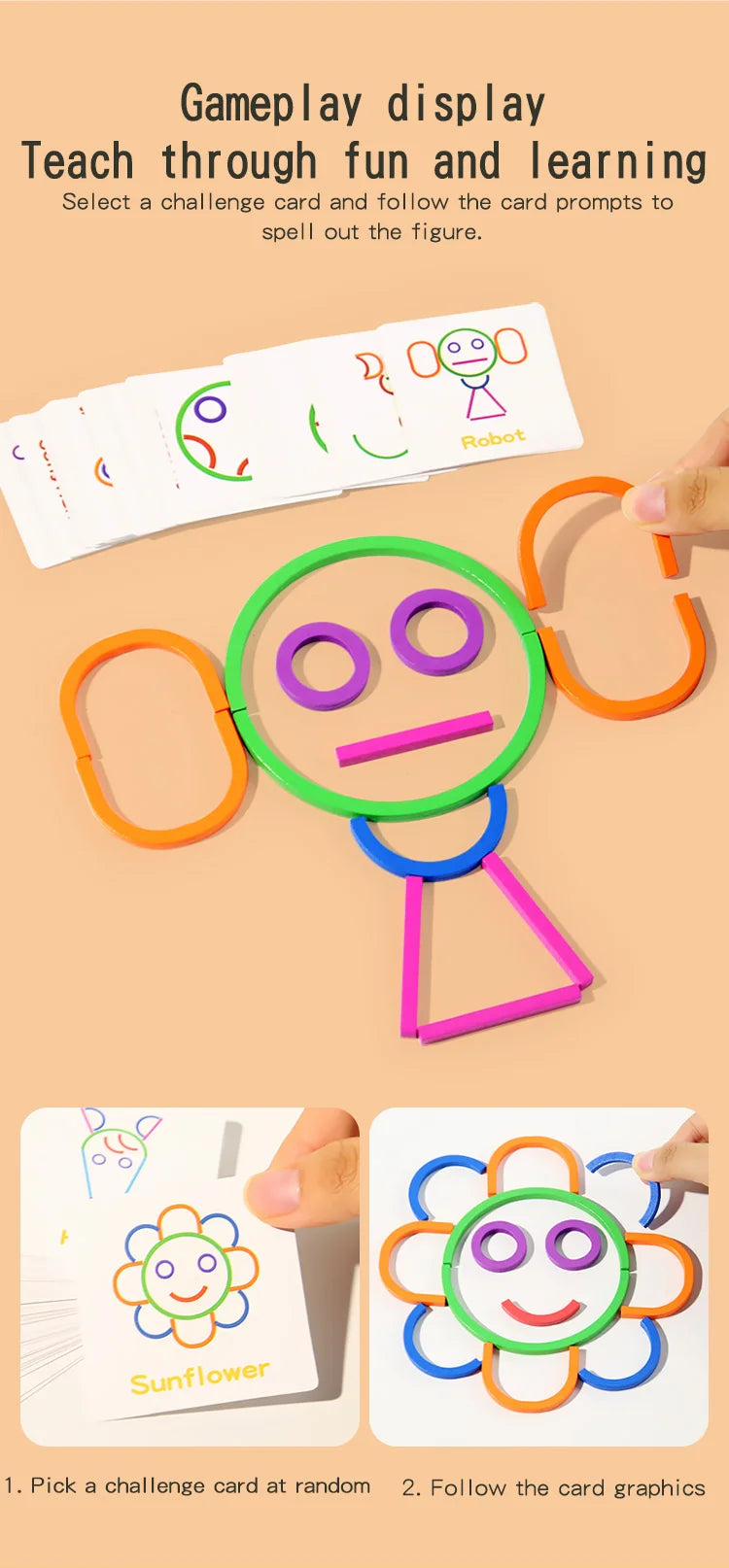 Children's early education puzzle toys, wooden creative rings, sticks, puzzles, abstract logical thinking training, parent-child