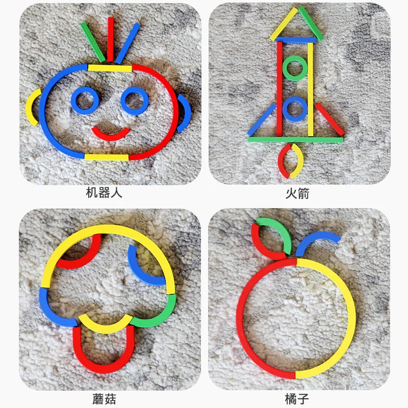 Children's early education puzzle toys, wooden creative rings, sticks, puzzles, abstract logical thinking training, parent-child