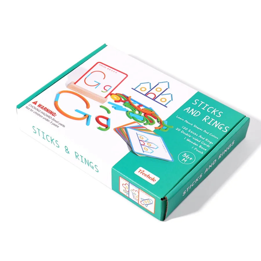 Children's early education puzzle toys, wooden creative rings, sticks, puzzles, abstract logical thinking training, parent-child