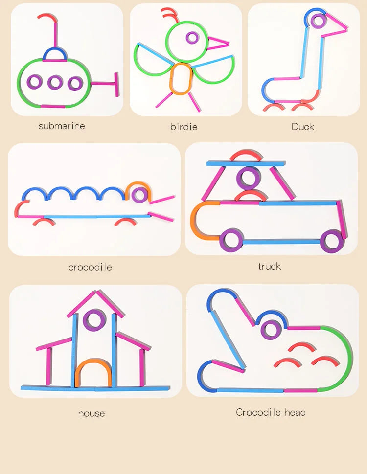 Children's early education puzzle toys, wooden creative rings, sticks, puzzles, abstract logical thinking training, parent-child