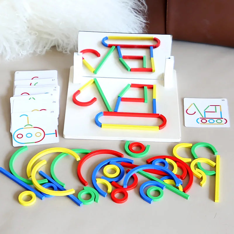 Children's early education puzzle toys, wooden creative rings, sticks, puzzles, abstract logical thinking training, parent-child
