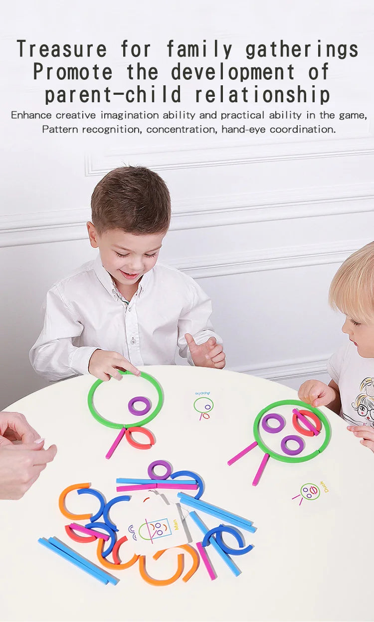 Children's early education puzzle toys, wooden creative rings, sticks, puzzles, abstract logical thinking training, parent-child